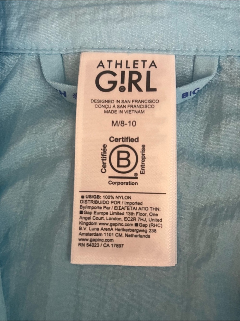 Athleta Light Blue Girls Windbreaker Jacket - Picture 3 of 15